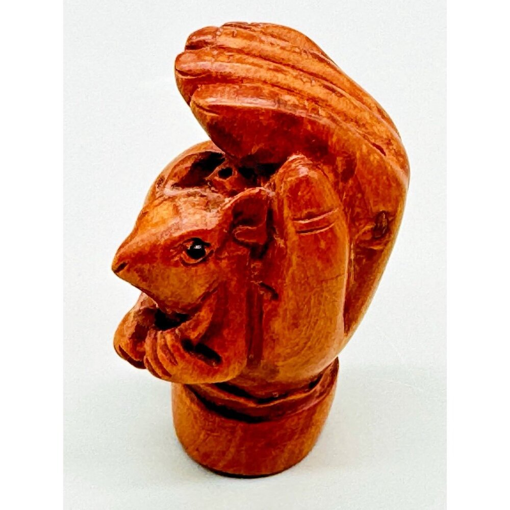 Netsuke Hand Carved Boxwood Mouse Toggle Luck Charm 2 inch Japanese Inro Ojime - Picture 2 of 6